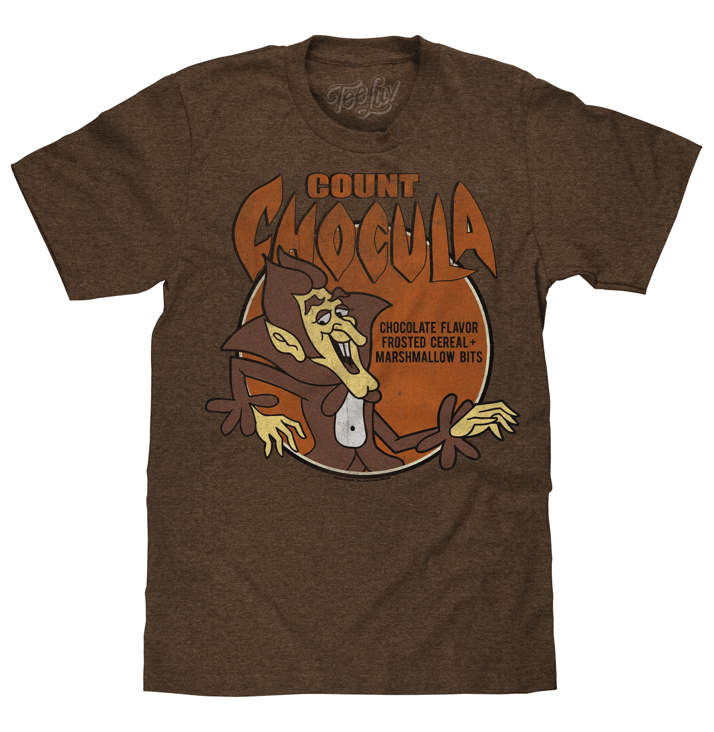 Count Chocula Distressed Monster Cereal Logo T-Shirt - Heather Brown