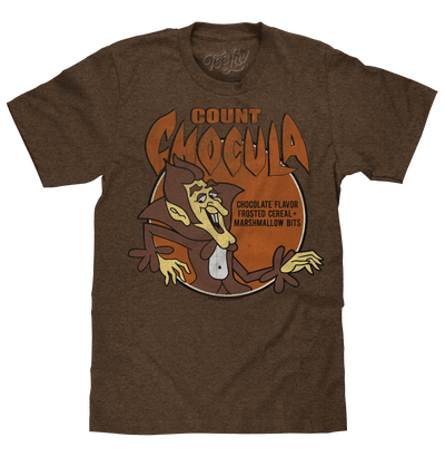 Count Chocula Distressed Monster Cereal Logo T-Shirt - Heather Brown