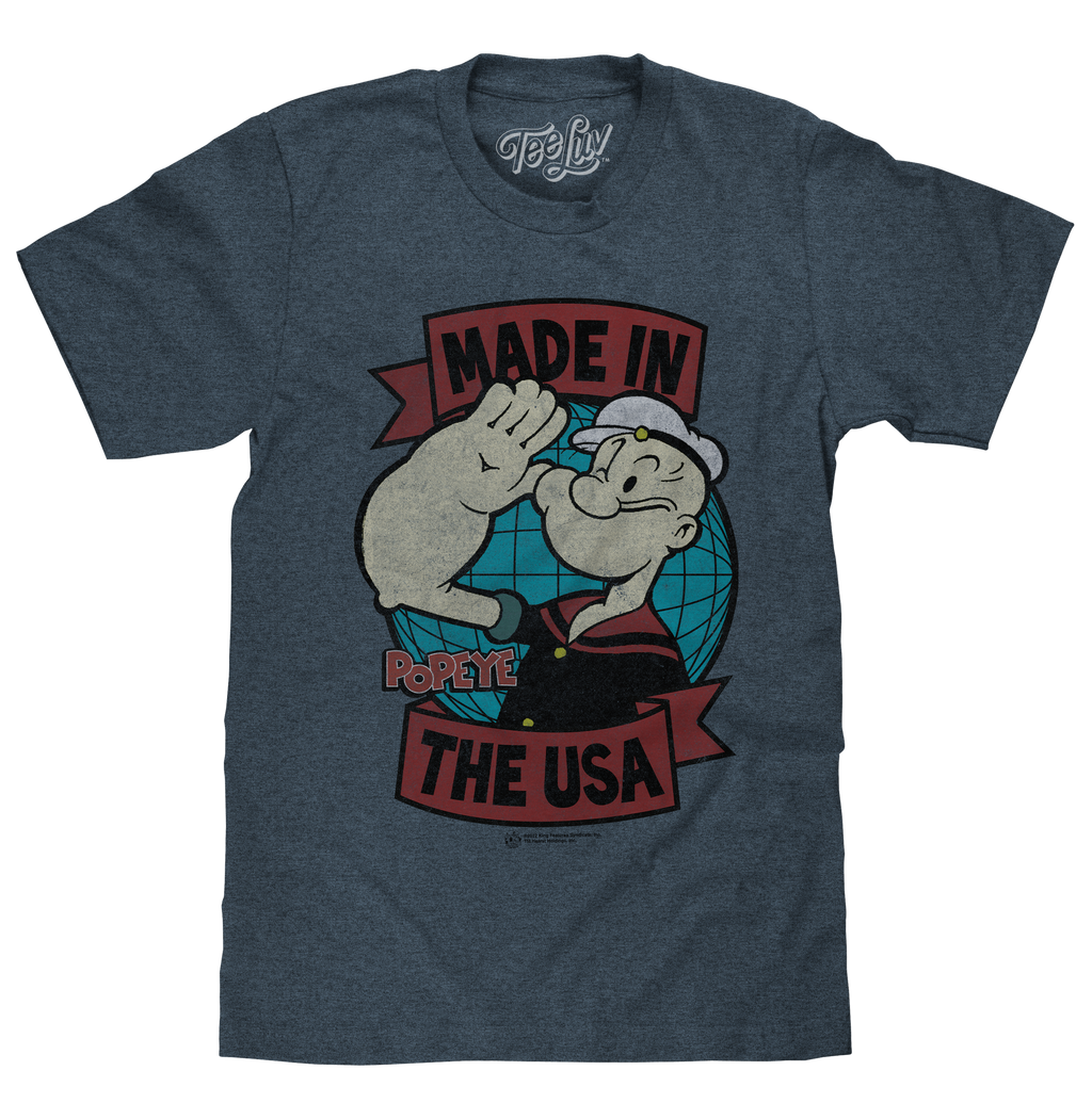 Retro Popeye Made in the USA T-Shirt - Indigo Heather