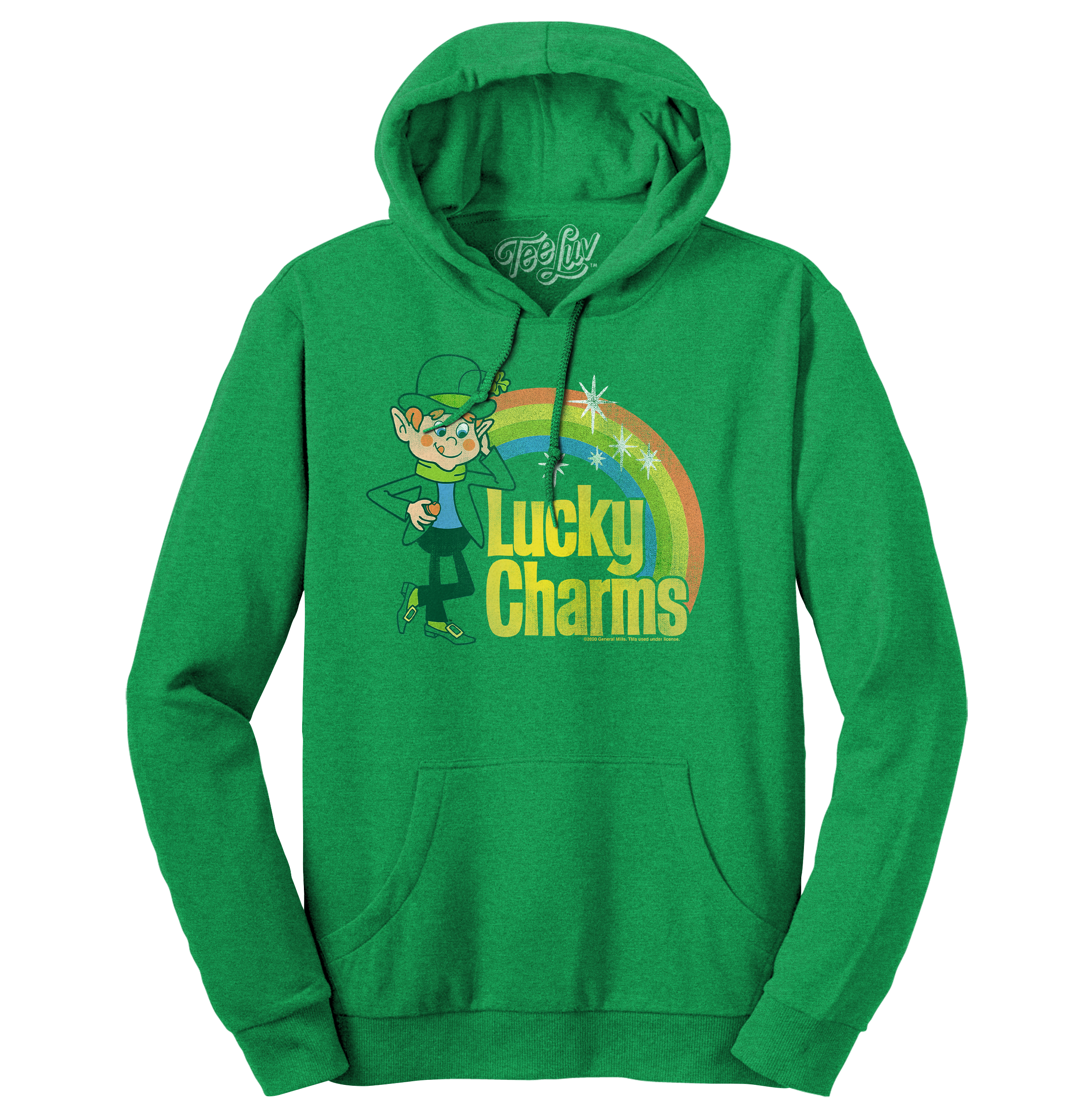 Lucky Charms Vintage Lucky the Leprechaun Logo Hooded Sweatshirt - Kelly Green
