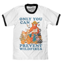 Smokey Bear Only You Can Prevent Wildfires Ringer T-Shirt - White and Black