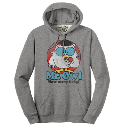 Mr. Owl Tootsie Pop How Many Licks Hooded Sweatshirt - Oxford Gray
