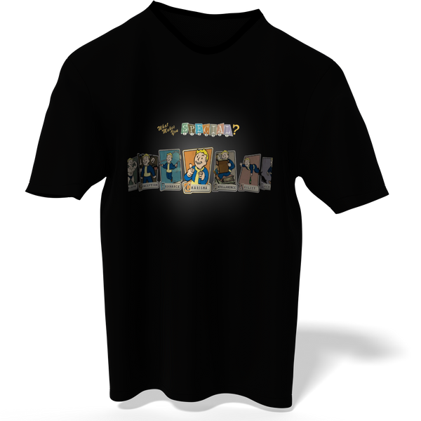 Fallout what makes you Special character Black short sleeve black T-Shirt