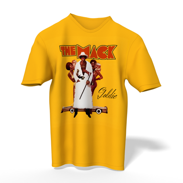 The Mack Goldie with the money and the honey yellow and red short sleeve Tee