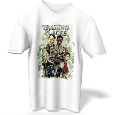 Trading Places money fall white short sleeve T-shirt